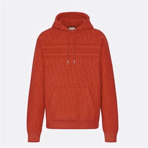 Red Dior Oblique Jacquard Cotton Terry Hoodie 